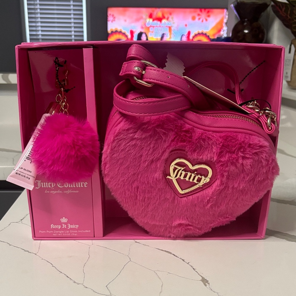 Juicy Couture Fuchsia Heart Bag with Gold Detail